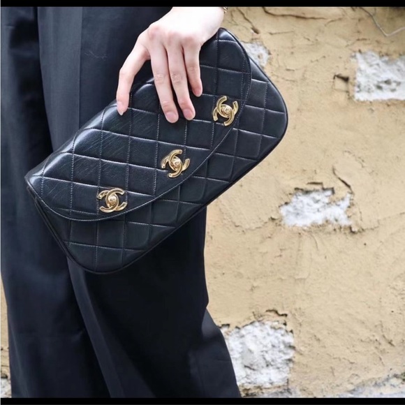 ❌SOLD❌Vintage Chanel beige lambskin triple CC clutch bag - Picture 10 of 10